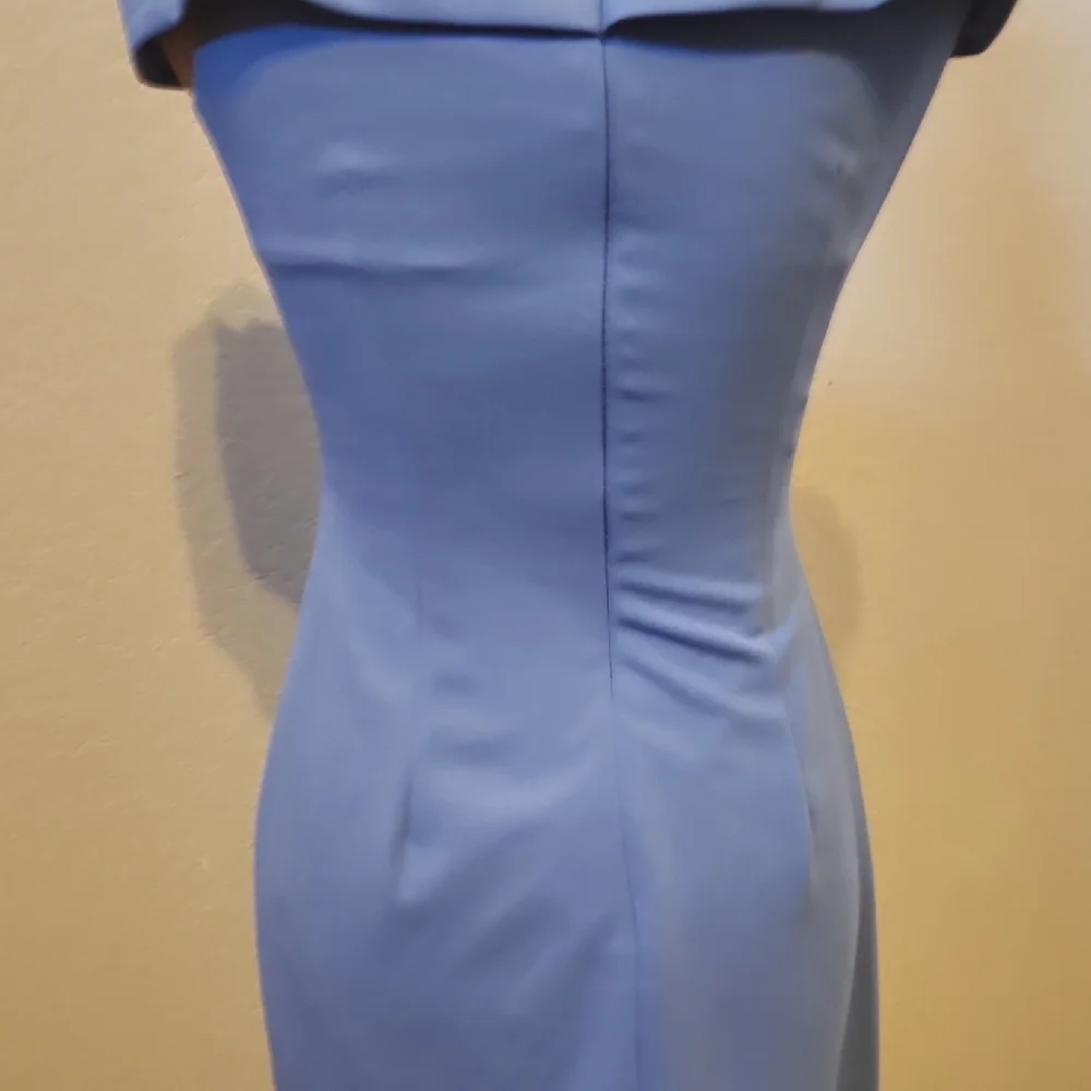 Off-Shoulder Dusty Blue Formal Wedding Gown - Picture 7 of 10